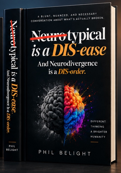 Neurotypical is a DIS-ease — 3D book cover mockup